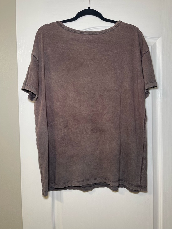 American Eagle Aerie Brown V-Neck Distressed Oversized Boyfriend Tee Size Medium - Picture 9 of 13